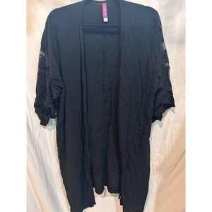 Adore Me Black Lace Trim Kimono Cardigan Cover Up‎ Women's Medium M